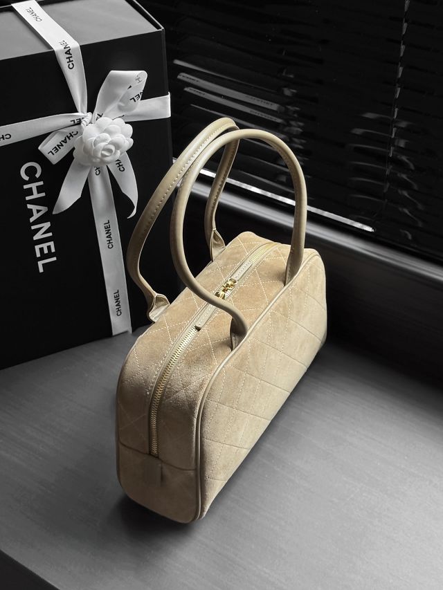 CC suede calfskin medium bowling bag AS6580 beige
