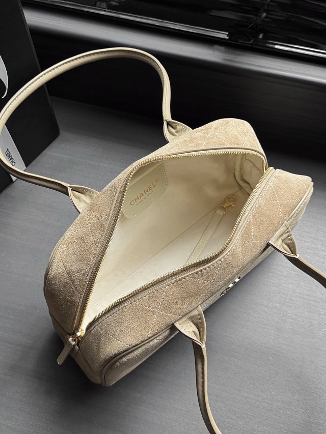 CC suede calfskin medium bowling bag AS6580 beige