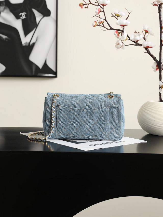 CC denim mini flap bag AS6626 blue
