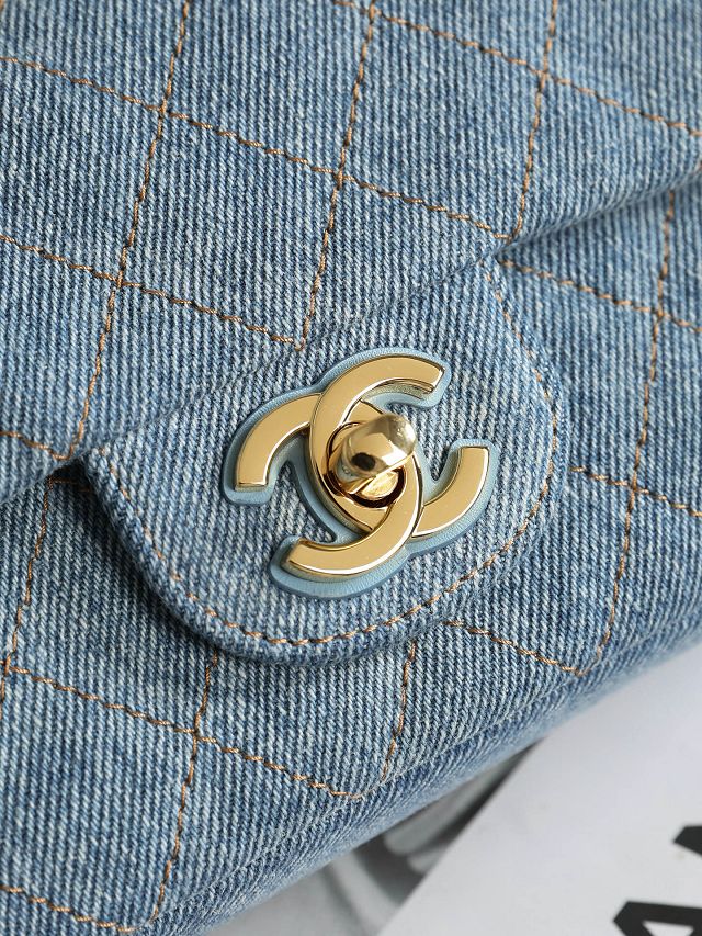 CC denim mini flap bag AS6626 blue