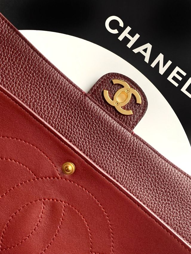 CC grained calfskin maxi flap bag AS6231 bordeaux