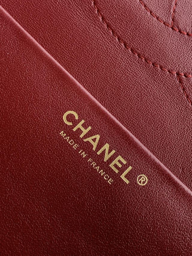 CC grained calfskin maxi flap bag AS6231 bordeaux