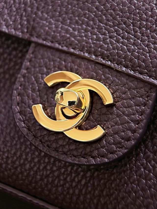 CC grained calfskin maxi flap bag AS6231 dark brown