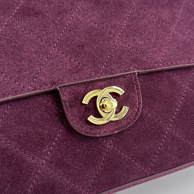 CC suede calfskin maxi flap bag AS6281 purple