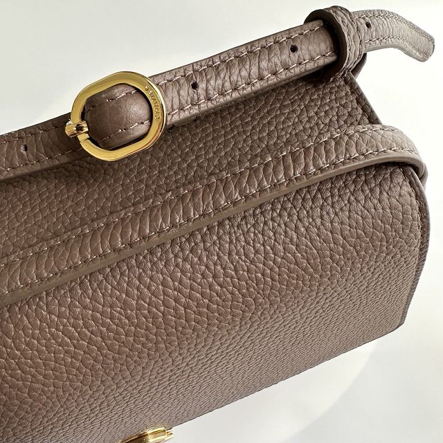 CC grained calfskin maxi flap bag AS6482 light brown