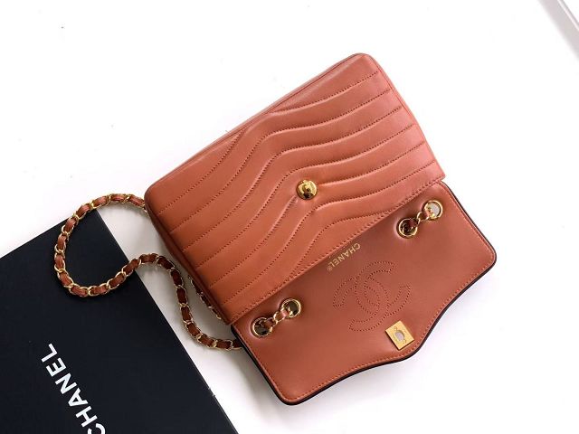 CC lambskin medium flap bag AS6497 brown