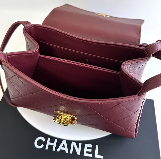 CC lambskin small flap bag AS6489 bordeaux