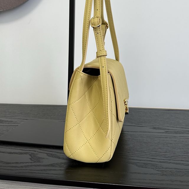 CC lambskin small flap bag AS6489 yellow