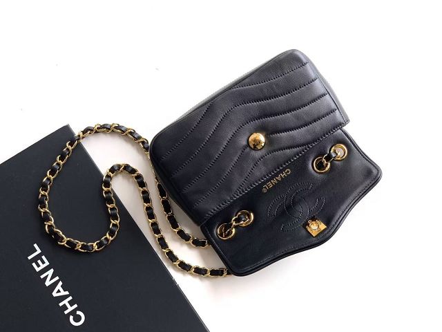 CC lambskin small flap bag AS6498 black