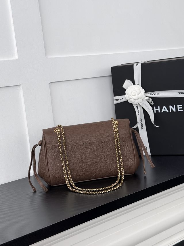 CC grained calfskin small tote bag AS6427 dark brown