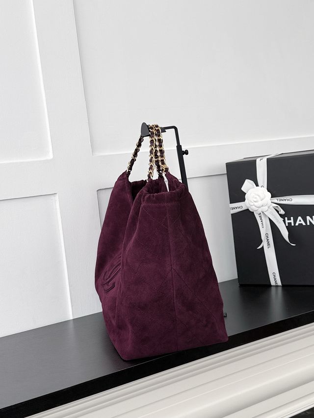 CC suede calfskin large shopping bag AS6475 burgundy