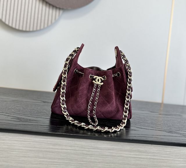 CC suede calfskin 25 mini handbag AS5631 burgundy