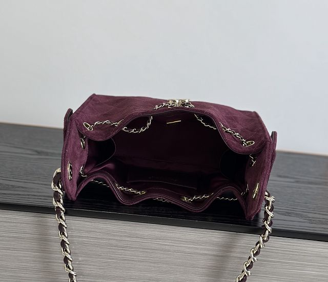 CC suede calfskin 25 mini handbag AS5631 burgundy