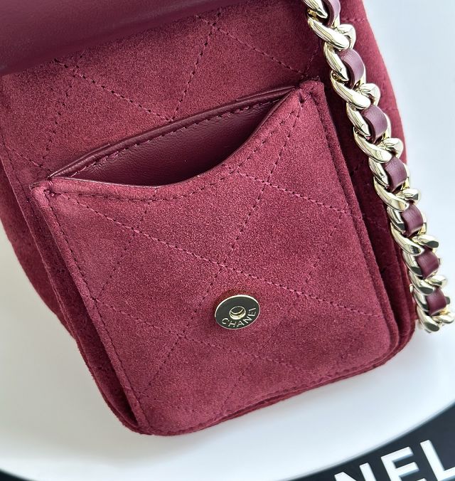 CC suede calfskin 25 mini handbag AS5631 wine