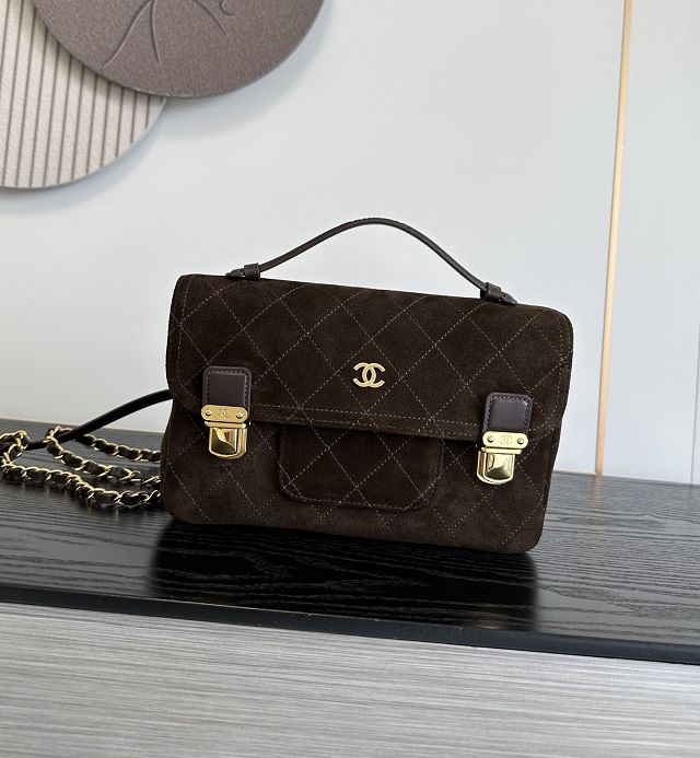 CC suede calfskin backpack AS6465 dark brown