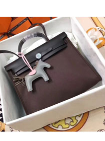 Hermes original canvas&calfskin leather small her bag H31 black&brown