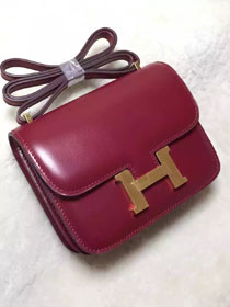 Hermes original box leather constance bag C024 bordeaux