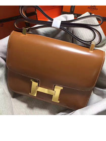 Hermes original box leather constance bag C024 coffee