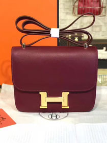 Hermes original epsom leather small constance bag C019 bordeaux