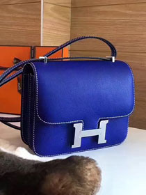 Hermes original epsom leather small constance bag C019 electric blue