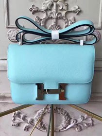 Hermes original epsom leather small constance bag C019 blue atoll