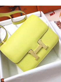 Hermes original epsom leather medium constance bag C024 jaune de naples