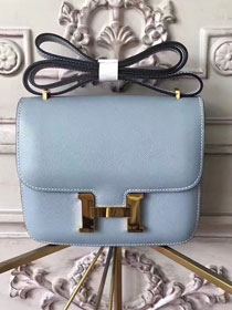 Hermes original epsom leather small constance bag C019 blue lin