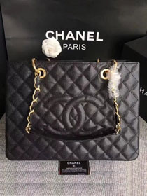 CC original grained calfskin grand shopping tote bag A50995 black