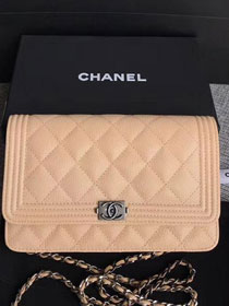 CC original grained leather woc le boy chain bag 33814-9 apricot