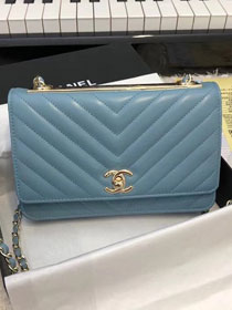 CC original lambskin woc chain bag 80982 lake blue