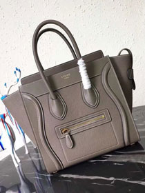 Celine original smooth&grained calfskin micro luggage handbag 189793 grey