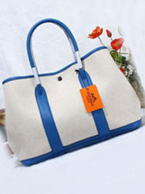 Hermes original canvas large garden party 36 bag G36 white&blue hydra