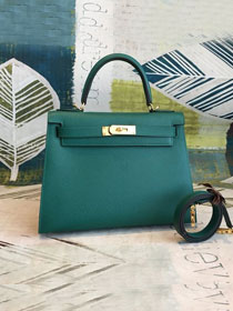Hermes original epsom leather kelly 28 bag K28-2 emerald green