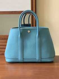 Hermes original togo leather small garden party 30 bag G0030 blue du nord 