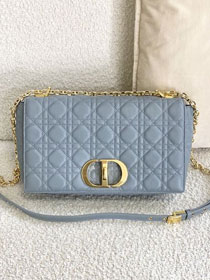 Dior original calfskin large caro bag M9243 light blue