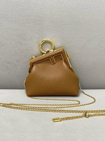 Fendi original lambskin first nano bag 7AS051 brown