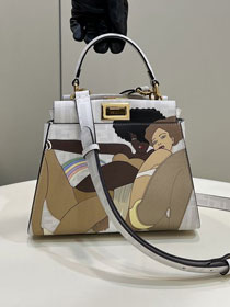 Fendi original fabric small peekaboo bag 8BN244 white