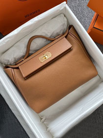 Hermes original togo leather kelly 2424 bag HH03699 gold brown
