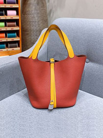 Hermes original togo leather small picotin lock bag HP0018 bois de rose