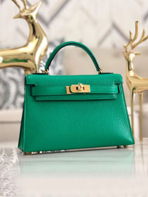 Hermes original chevre mini kelly 19 bag KG0019 vert vertigo
