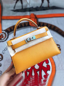 Hermes original chevre mini kelly 19 bag KG0019 jaune