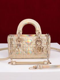 Dior original lambskin lady D-Joy micro bag S0910 light gold