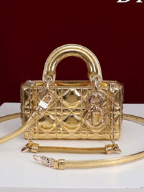 Dior original lambskin lady D-Joy micro bag S0910 yellow gold