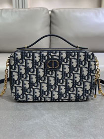 Dior original cotton montaigne east-west bag S2378 blue