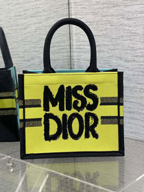 Dior original cotton small book tote bag M1265 green