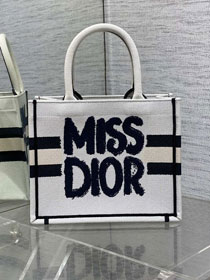 Dior original cotton small book tote bag M1265 white