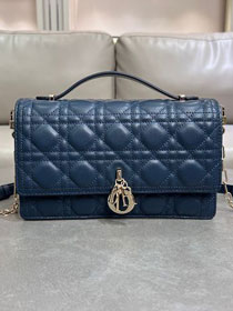 Dior original lambskin my dior top handle bag M0997 dark blue