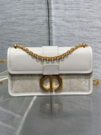 Dior original calfskin&cotton 30 montaigne east-west bag M9334 white