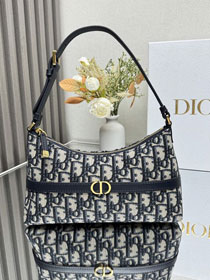 Dior original cotton miss caro cigale mini bag S5232 dark blue