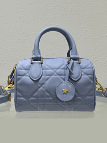 Dior original calfskin groove 20 bag M1364 light blue